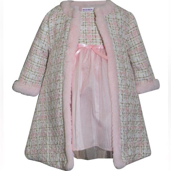 Blueberi Boulevard Other - Brand new Blueberri Boulevard Baby Girls Tweed Trim Coat Set